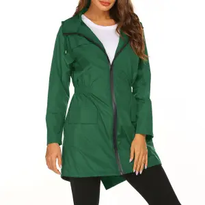00-45 Regenparka Damen mittellang mit Taillenzug und Klappentaschen – Bild 2