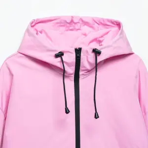 00-55 Regenjacke Damen Anorak mit Halbreißverschluss und Bauchtasche – Bild 2