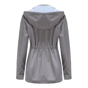 Regenjacke Damen tailliert mit Kapuze und Streifenfutter – Bild 1