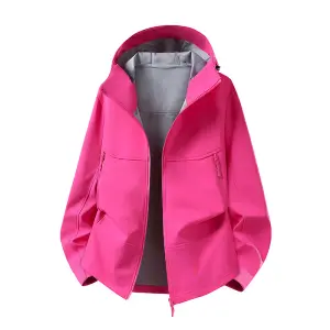 Softshelljacke Damen mit Kapuze, Stehkragen und Zipptaschen – Bild 2