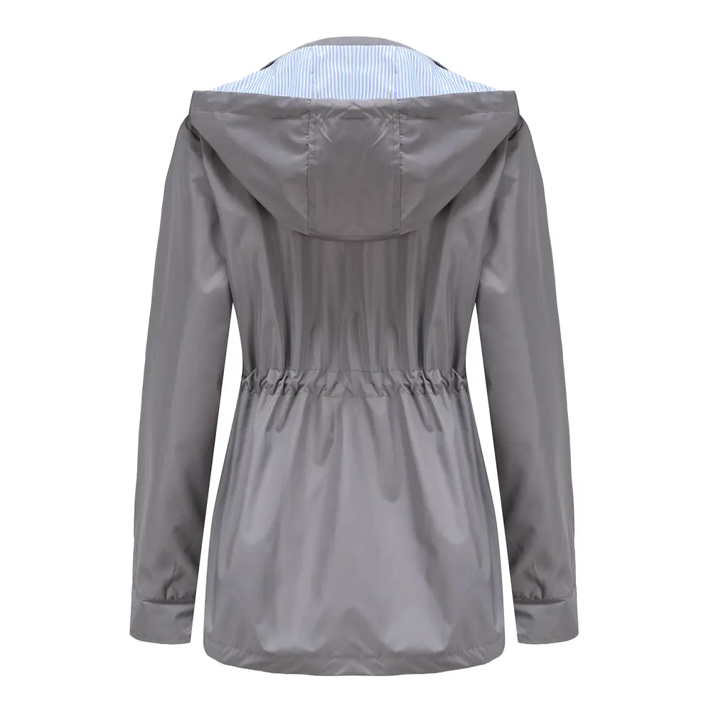 Regenjacke Damen tailliert mit Kapuze und Streifenfutter – Bild 1