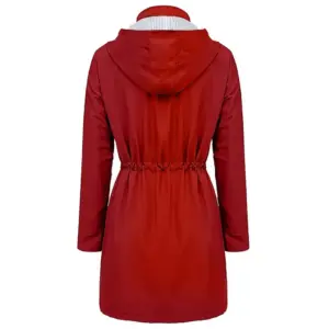 02-35 Regenparka Damen lang mit Kapuze und Streifenfutter – Bild 2