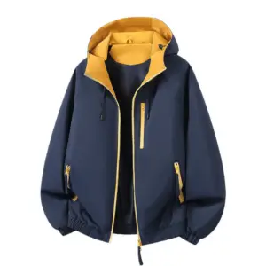 Regenjacke Damen mit Kontrastkapuze und Reißverschluss – Bild 2