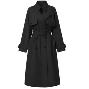 04-17 Regen-Trenchcoat Damen lang zweireihig mit Gürtel – Bild 2