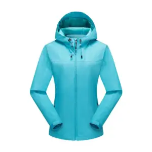 Violette Jacke mit Kapuze und Reißverschluss, Vorderansicht